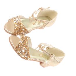 Sneakers Girls Glitter Shoes Sequins Ballet Wedding Party Crystal Peep Toe Halloween Sandals Performance Costume AccessoriesHKD230701