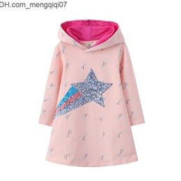 Girl's Dresses Jumping Metres Arrival Star Beading Princess Girls Dresses Cotton Children's Clothes Autumn Kids Costume Toddler Dress 220110 Z230701