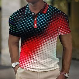 Men's Polos Summer Men'S Polo Shirt 3d Spot Print Men Clothing Loose Breathable Sweatshirt Daily Casual Short Sleeve HighQuality Top Blouse 230630
