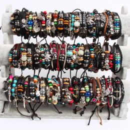 Wholesale Bulk Mix Styles Metal Leather Cuff skull punk rock sport Bracelets Mens Womens Jewelry Party Gifts