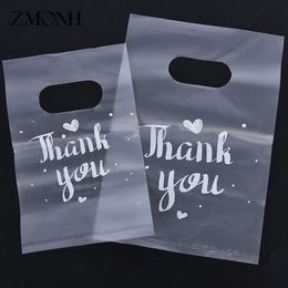 Gift Wrap 100pcs Thank you Plastic Gift Bags Plastic Shopping Bags With Handle Christmas Wedding Party Favour Bag Candy Cake Wrapping Bags 230630
