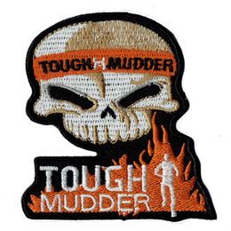 Latest Design TOUGH MUDDER Skull Embroidered Patch Badge Iron On Jacket Applique Embroidery Patch Supplier258k