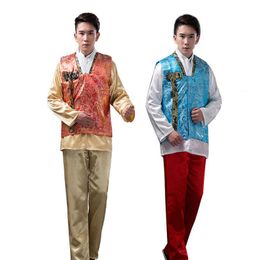 Men Korean Traditional Hanbok Court Ethnic Male Oriental Stage Dance Costume Men Korea Hanbok Clothing Asian Ancient Clothes2873