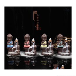 Sachet Bags 5Pcs Incense Add Little Monk Censer Ceramic Yixing Backflow Stick Burner Buddha Purple Clay Y Base Teapet Hom Dhvgd