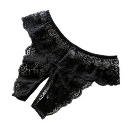 Women's Panties M-4XL Open Crotch Underwear Porn Lace Transparent Women Plus Size G String Crotchless Female Underpants Sex T222P