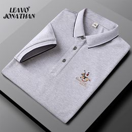 Men's Polos Summer Luxury Polo Shirt 2023 Men Pure Cotton Pattern Embroidery TShirt Business Casual Solid Short Sleeve 230630