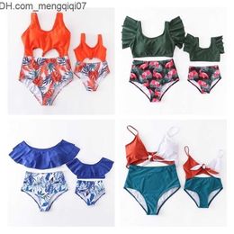 Family Matching Outfits Girlymax Summer Baby Girls Children Clothes Mommy Me Flamingo Floral Palm Print Swimsuit Bikini Boutique Set Kids Clothing 220610 Z230701