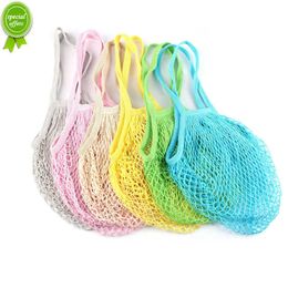 New Totes Mesh Bag Cotton String Produce Shopping Turtle-bags Grocery Long Handle Net Shoulder-Bag Fruit Vegetable Reusable