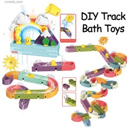 Baby Bath Tub Toys DIY Assembling Track Slide Suction Cup Toys Baby Bathroom Bathtub Shower Toy Set Duck Water Toys for Children