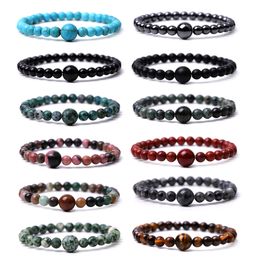 Couple 6mm 10mm Natural stone Bead Bracelet 8mm Black red tiger eye Stone Budhha Friendship Bracelet Jewellery Women Men