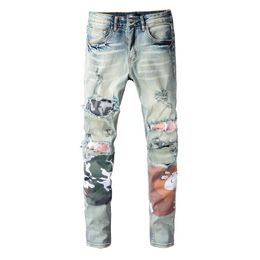 2021 Mens Designer Jeans Distressed Ripped Biker Slim Fit Motorcycle Denim For Men s Top Quality Fashion jean Mans Pants pour homm286L