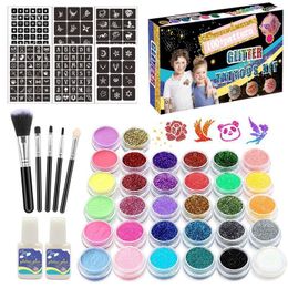 Temporary Tattoos Tattoo Glitter Set Temporary Glitter Tattoo Kit Waterproof Girls Boys Glitter Tattoo Kit Gifts For Birthday Party Festival 230701