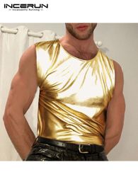 Men's Tank Tops INCERUN 2023 American Style Sexy Leisure Waistcoat Fashion Male Party Nightclub Sleeveless Reflective Vests S5XL 230630