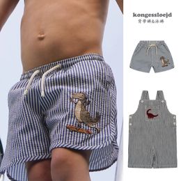 Clothing Sets 23 summer children's clothing KS dinosaur striped quickdrying beach trunks swimming embroidery strap jump 230630