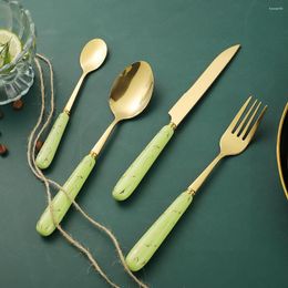 Dinnerware Sets Ceramic Handle Cutlery Set Stainless Steel 1pcs Fork Knife Spoon High-End Tableware Drop