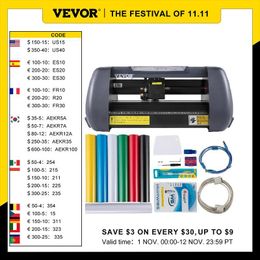 Plotter VEVOR Vinyl Cutter Machine Computer Windows Software 3 Blades Pen Holder 14Inch 375MM Max Paper Feed Printer Cutting Plotter