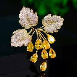 Pins Brooches Korean Style Fashion Cubic Zirconia Grape Brooch Pins for Women Creativity Simple Fruit Pin Clothing Design Accessories Jewelry 230630