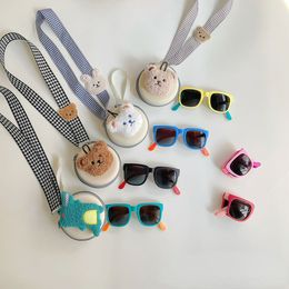 Plush Wall Stuff Cute Foldable Baby Kids Fashion Sunglasses Round Children Multicolor Sun Glasses Boys Girls Goggles Student Portable Eyewear 230701