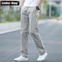 Men's Pants 2023 Summer Thin Cotton Khaki Casual Business Solid Color Stretch Trousers Brand Male Gray Plus Size 40 42 230630