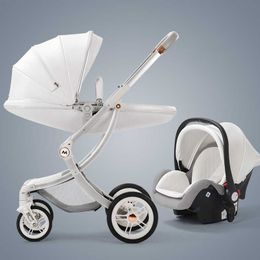 Baby Stroller 2In1/3 In 1 Luxury Baby Carriage With Car Seat Eggshell Newborn Baby Stroller Leather Baby Carriage High Landscape L230625