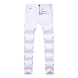 2018 Men Stretch Jeans Fashion White Denim Trousers For Male Spring And Autumn Retro Pants Casual Men's Jeans Size 28-42 Y190228w