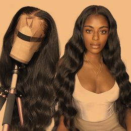 13x6 HD Lace Frontal Wig Preplucked Glueless Wig Brazilian Human Hair Body Wave Transparent Closure Lace Wigs for Women