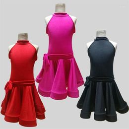 Professional child kid children latin dance dress for girls fringe costumes for kids modern junior Milk silk girl ballroom salsa1256T