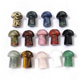 Stone Thicker Feet Mini Mushroom Plant Statue Natural Carving Aquarium Home Decoration Crystal Polishing 2Cm Drop Delivery Jewellery Dhaoq