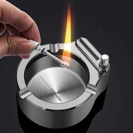 Retro Metal Ashtray Ten Thousand Match Lighter Car Home Smokeless Storage Holder Stainless Steel Men's Gift 1QGY