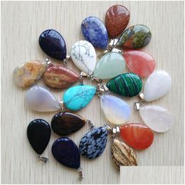 Charms Natural Stone Water Drop Tigers Eye Rose Quartz Opal Pendant Pendants Chakras Gem Fit Earrings Necklace Making Delivery Jewel Dhill