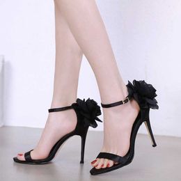 Lady Sandals Shoes Woman Star with the Same Style Flower Strip Women's High Heel Trade 230615