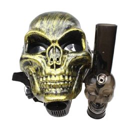 The third generation Hookahs Acrylic water pipe Gas Skeleton warriormask with Acrylic Smoking Silicone Oil Rig Smoke Pipe Accessories glass bong Man's toy