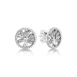 Sparkling Family Tree Stud Earrings for Pandora Real 925 Sterling Silver Luxury Earring Set designer Jewellery For Women Sisters Gift earrings with Original Box