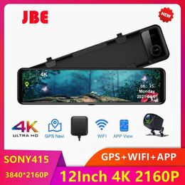 DVRs 12Inch 2160P WIFI IMX415 Car DVR Video Recorder 4K Dash Cam Rearview Mirror GPS Track Auto Registrar Night Vision 24H ParkHKD230701