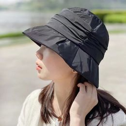 New Fold Bucket Hat Women Summer Sun Hats Girl Wide Brim Uv Protection Beach Hat Breathable Foldable Panama Cap