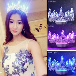 Wedding Hair Jewelry Shining Crystal Tiaras for Bride Women LED light Crowns Hair Ornaments Jewelry Wedding Bridal Queen Crown Tiara ML708 230630
