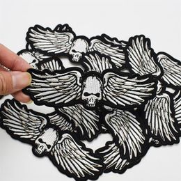 1 PCS Punk Wings Skull Badges Patches for Motor Clothing Iron on Transfer Applique Patch for Garment Jacket DIY Sew on Embroidery 2900