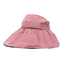 LDSLYJR 2022 Summer Cotton Solid Colour Sun Hat Folding Visors Adjustable Sun Protection Cap For Women 07