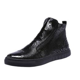 Boots Men Winter Boots Men Leather Boots Casual Leather Shoes Men Boots Fashion Snake Pattern Boots Autumn Winter Men Shoes