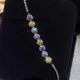 Coloured Moissanite Bracelet Women's Full Diamond Round Platinum VVS1 Diamond Jewellery Wholesale