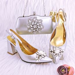 Sandals QSGFC Highend Party Shoes Bag Rhombus Diamond Accessories Pointed High Heels And Clutch 230630