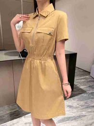 Basic & Casual Dresses designer Triangle lettered lapel women's waist up dress A-line casual loose 23 new summer TT8Y