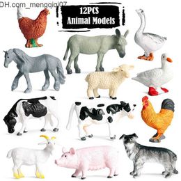 Action Toy Figures 12Pcs/Set Animal Dinosaur Action Figures Model Toys For Children Lion Tiger Whale Shark Cognize Educational Toys Collection Gift 220115 Z230701