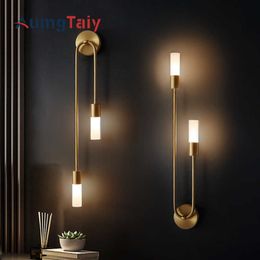 Modern Led Lamps Long Strip Nordic Wall Sconce for Bedroom Bathroom Mirror Decor Living Room Corridor Background Gold/BlackHKD230701