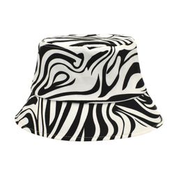 Double Sided Zebra Pattern Printing Bucket Hats Men Women Fashion Femme Sunshade Caps Summer Fold Sun Fishing Fisherman Hat P5