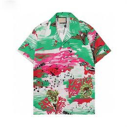 #6 Mens designer luxury dress Shirts silk Shirt Luxury Clothes Short Sleeve letter clowers print Casual Summer collar mens mix Colours Size M-3XL 24