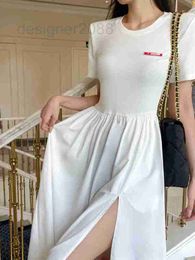 Basic & Casual Dresses designer Alphabet stitching women's long slim fitting dress with high slits, super and large hem 23, new for summer 9Q1F
