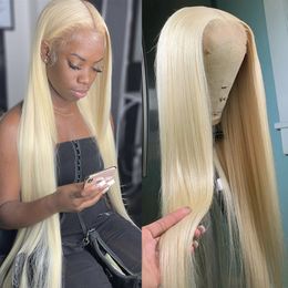 Synthetic Wigs 30 32 Inch 613 Blonde Straight 13x4 Lace Front Human Hair Brazilian Remy Color 13x6 Transparent Frontal Wig for Women 230630