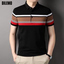 Men's Polos Top Grade Summer Polo Shirt For Men Luxury Brand Short Sleeve Striped Casual Tops Business Fashions Clothing 230630