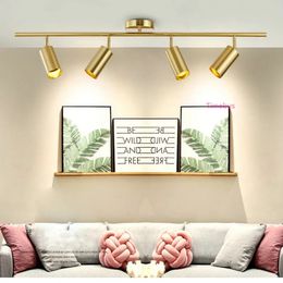 Nordic Track Spotlight Rail Light LED Ceiling Trail Industrial Light Retro Lamp for Clothing Store Bar Gold Surface Mount